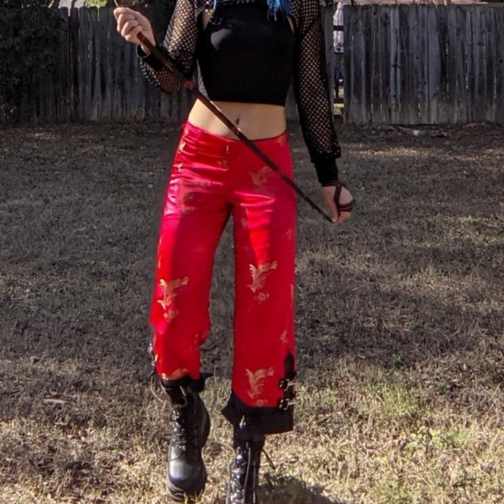 Lip Service Red Dragon Print Capris